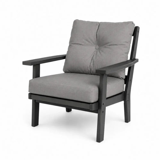 Gartenstuhl Loungesessel mit Polsterauflagen Akazienholz Polyestergewebe Grau Schwarz 74 x 80 x 80 cm