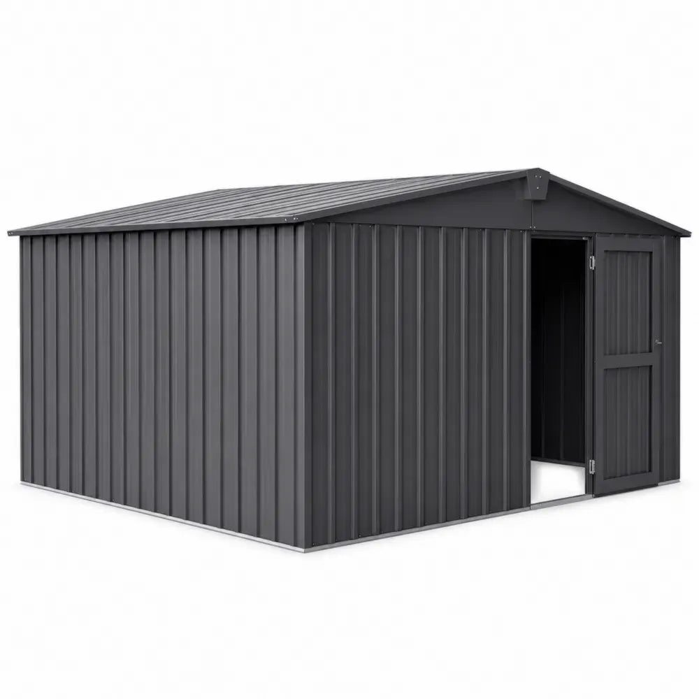 Gartenschuppen Gerätehaus aus verzinktem Stahl rechteckig Anthrazit 340 x 260 x 210 cm mit Einzeltür