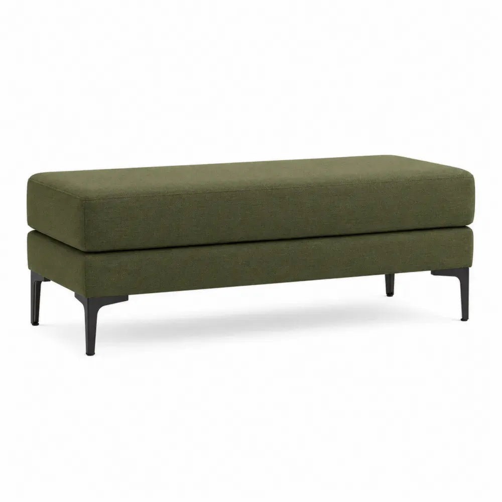 Schlafzimmerbank Polsterbank rechteckig mit Polyestergewebe und Stahlbeinen olivgrün schwarz 120 x 45 x 46 cm